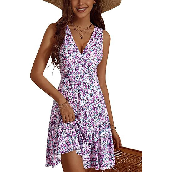 🔥Breezy & Flirty! V-Neck Wrap Dress w/ Deep Cutout✨ Sexy Beach Dress for Women💃 Summer Mini Dress | Floral Sundress TikTok Viral 🔥Breezy & Flirty! V-Neck Wrap Dress w/ Deep Cutout✨ Sexy Beach Dress for Women💃 Summer Mini Dress | Floral Sundress TikTok Viral